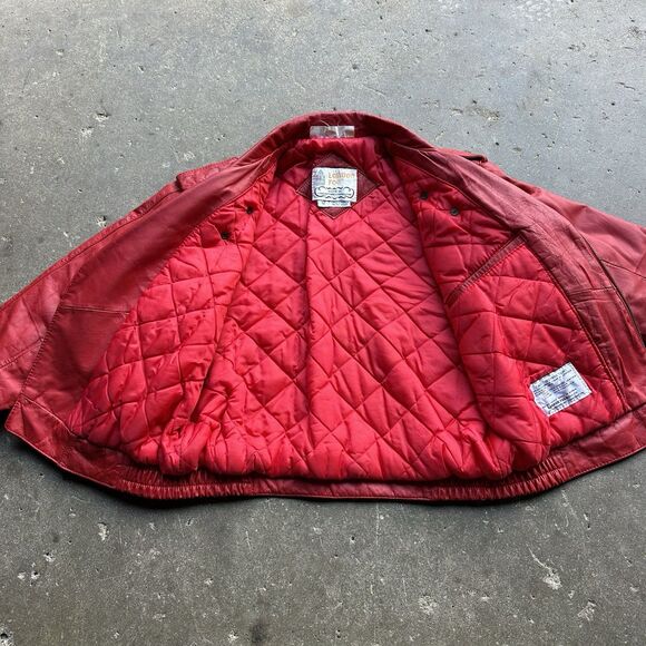 Rare Vintage London Fog Red Leather Moto Jacket Women’s 12 Made in Korea 80s - Picture 16 of 16